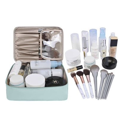 Geanta de Calatorie, Flippy, pentru Cosmetice si Articole de Toaleta, Material Impermeabil, 2 in 1, Portfard Interior Detasabil, 23 x 16 x 8 cm, Albastru-1