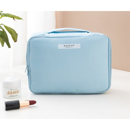 Geanta de Calatorie, Flippy, pentru Cosmetice si Articole de Toaleta, Material Impermeabil, 2 in 1, Portfard Interior Detasabil, 23 x 16 x 8 cm, Albastru-2