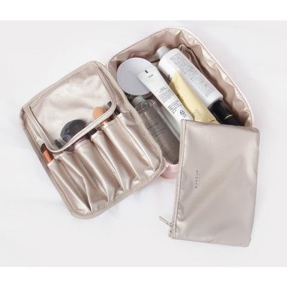Geanta de Calatorie, Flippy, pentru Cosmetice si Articole de Toaleta, Material Impermeabil, 2 in 1, Portfard Interior Detasabil, 23 x 16 x 8 cm, Roz-4