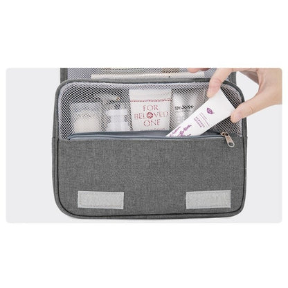 Geanta cosmetice voiaj, Flippy, material panza, impermeabil, 3 compartimente, cu agatatoare, Gri, 47 x 28 x 20   cm-4