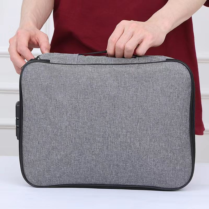Geanta Flippy pentru Depozitare Acte si Documente, Facturi, Carduri, cu Cod de Securitate, 2 Compartimente, Impermeabila, 37 x 10.5 x 27 cm, Gri-17