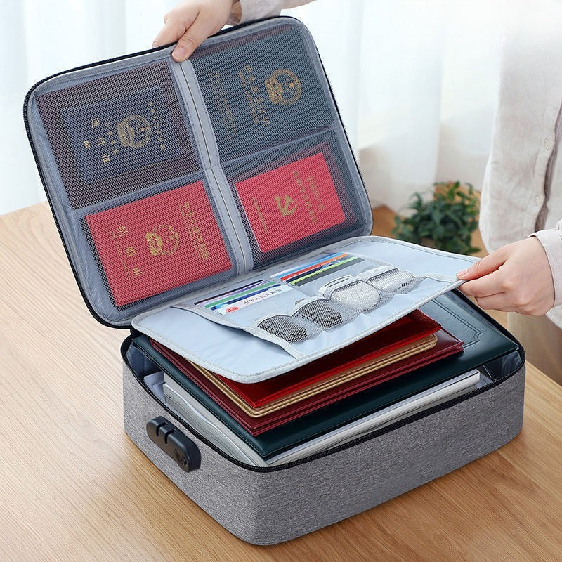 Geanta Flippy pentru Depozitare Acte si Documente, Facturi, Carduri, cu Cod de Securitate, 2 Compartimente, Impermeabila, 37 x 10.5 x 27 cm, Gri-13