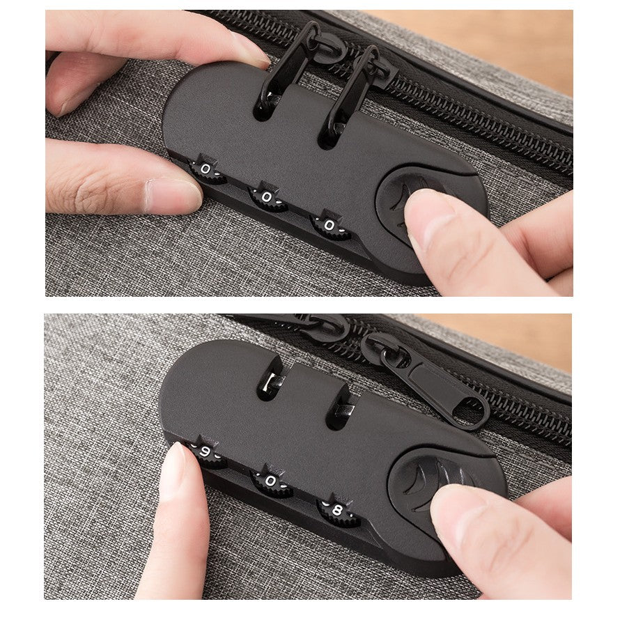 Geanta Flippy pentru Depozitare Acte si Documente, Facturi, Carduri, cu Cod de Securitate, 2 Compartimente, Impermeabila, 37 x 10.5 x 27 cm, Gri-12