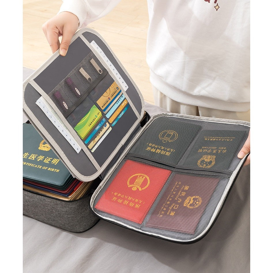 Geanta Flippy pentru Depozitare Acte si Documente, Facturi, Carduri, cu Cod de Securitate, 2 Compartimente, Impermeabila, 37 x 10.5 x 27 cm, Gri-1
