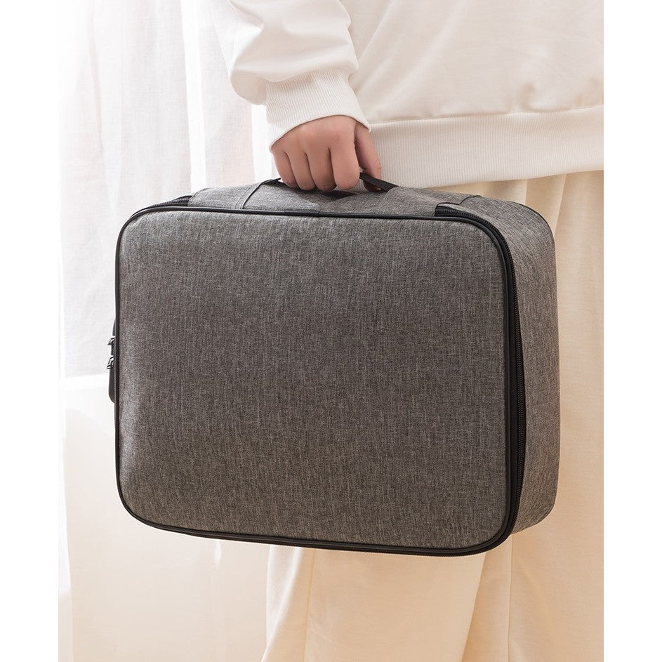 Geanta Flippy pentru Depozitare Acte si Documente, Facturi, Carduri, cu Cod de Securitate, 2 Compartimente, Impermeabila, 37 x 10.5 x 27 cm, Gri-9