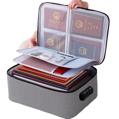 Geanta Flippy pentru Depozitare Acte si Documente, Facturi, Carduri, cu Cod de Securitate, 2 Compartimente, Impermeabila, 37 x 10.5 x 27 cm, Gri-3