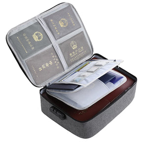 Geanta Flippy pentru Depozitare Acte si Documente, Facturi, Carduri, cu Cod de Securitate, 2 Compartimente, Impermeabila, 37 x 10.5 x 27 cm, Gri-0