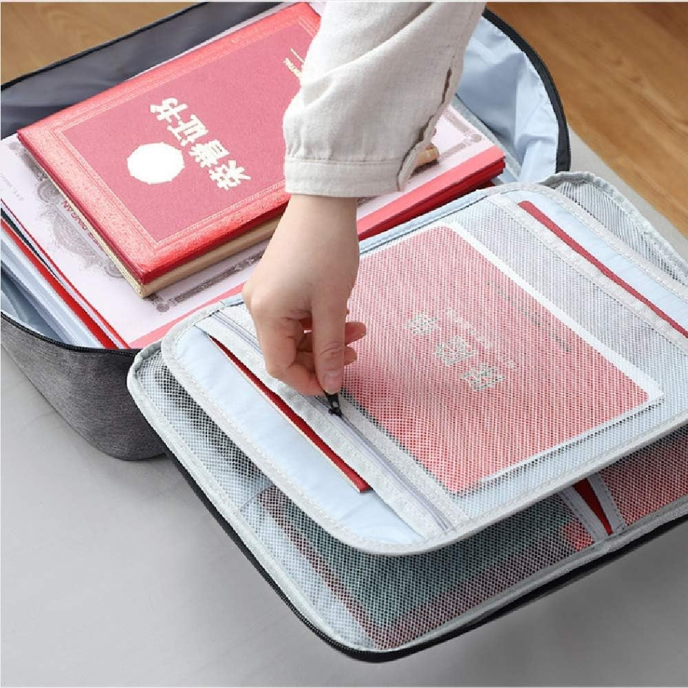 Geanta Flippy pentru Depozitare Acte si Documente, Facturi, Carduri, cu Cod de Securitate, 3 Compartimente, Impermeabila, 37 x 10.5 x 27 cm, Gri-3