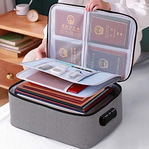 Geanta Flippy pentru Depozitare Acte si Documente, Facturi, Carduri, cu Cod de Securitate, 3 Compartimente, Impermeabila, 37 x 10.5 x 27 cm, Gri-5