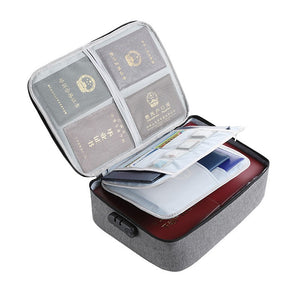 Geanta Flippy pentru Depozitare Acte si Documente, Facturi, Carduri, cu Cod de Securitate, 3 Compartimente, Impermeabila, 37 x 10.5 x 27 cm, Gri-0