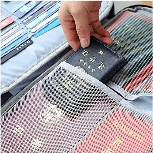 Geanta Flippy pentru Depozitare Acte si Documente, Facturi, Carduri, cu Cod de Securitate, 5 Compartimente, Impermeabila, 37 x 20 x 27 cm, Albastru-3