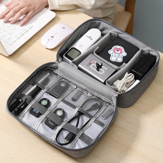 Geanta Organizatoare Flippy, Pentru Cabluri si Accesorii, Portabila, Impermeabila, 24,5 x 18 x10cm, Gri-0