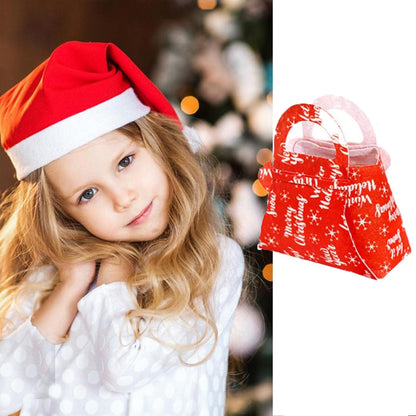 Geanta pentru Copii, Flippy, Pliabila, pentru Cadouri de Craciun, din Panza Netesuta, Merry Christmas, 13 x 12 x 6 cm, Rosu-5
