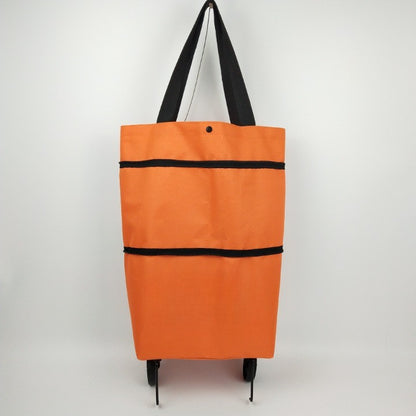 Geanta Pliabila, Flippy, 2 in 1, Carucior cu Roti, pentru Cumparaturi, 19 l, Portocaliu, Plastic, 39 x 46 x 12 cm-1