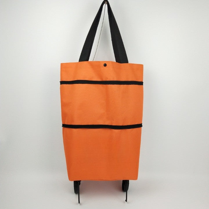 Geanta Pliabila, Flippy, 2 in 1, Carucior cu Roti, pentru Cumparaturi, 19 l, Portocaliu, Plastic, 39 x 46 x 12 cm-1