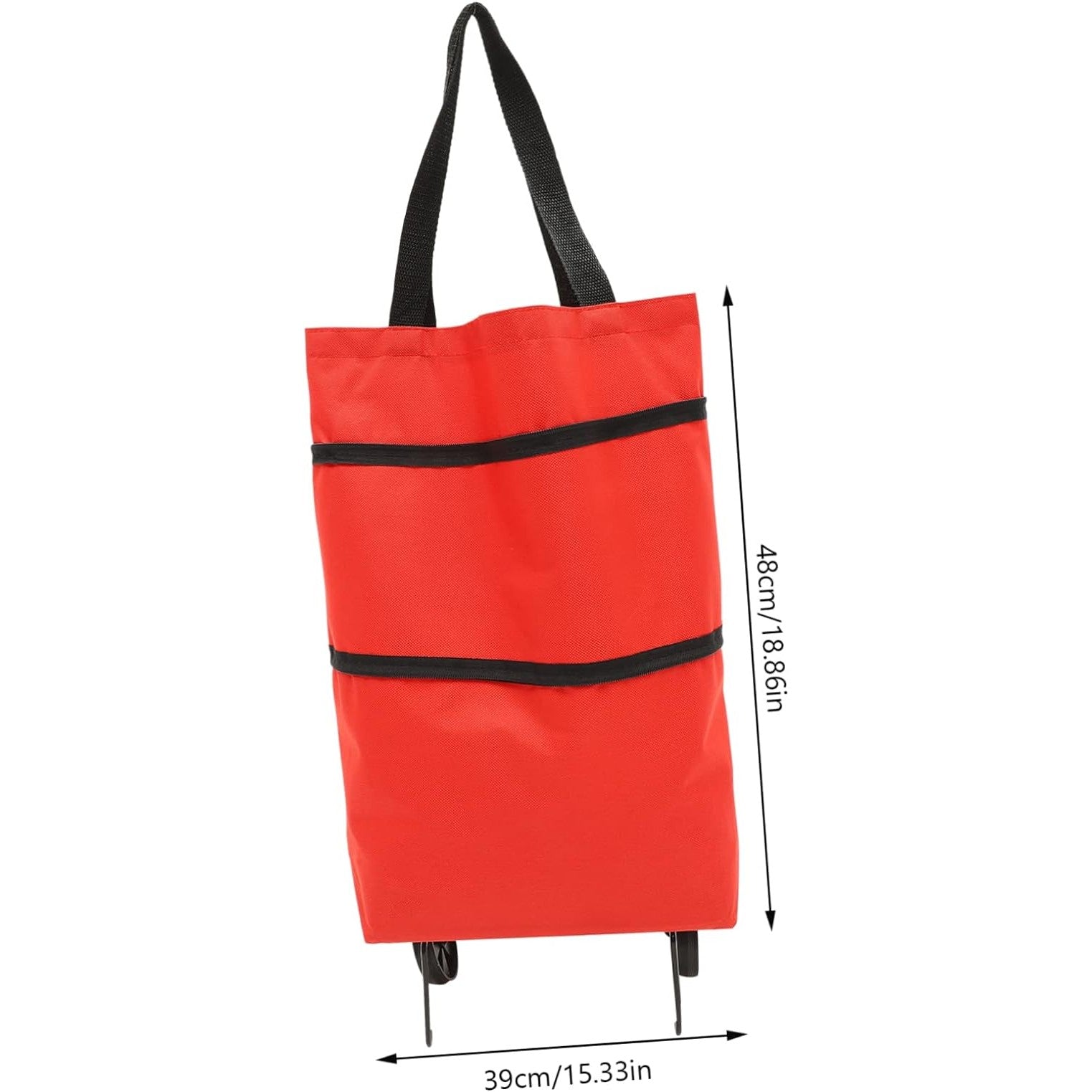 Geanta Pliabila, Flippy, 2 in 1, Carucior cu Roti, pentru Cumparaturi, 19 l, Rosu, Plastic, 39 x 46 x 12 cm-7