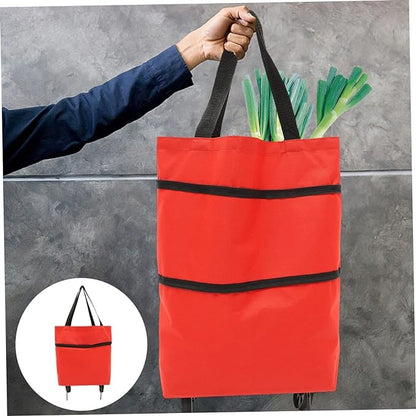 Geanta Pliabila, Flippy, 2 in 1, Carucior cu Roti, pentru Cumparaturi, 19 l, Rosu, Plastic, 39 x 46 x 12 cm-8
