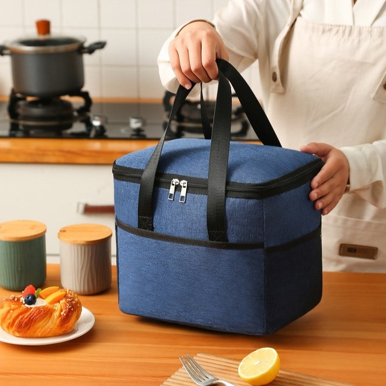 Geanta Termica Flippy pentru Pranz, Compartimente Telefon si Tacamuri, Multifunctionala, Impermeabila, 24x18x21 cm, Albastru-2