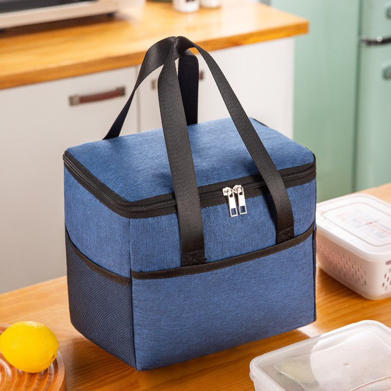 Geanta Termica Flippy pentru Pranz, Compartimente Telefon si Tacamuri, Multifunctionala, Impermeabila, 24x18x21 cm, Albastru-6