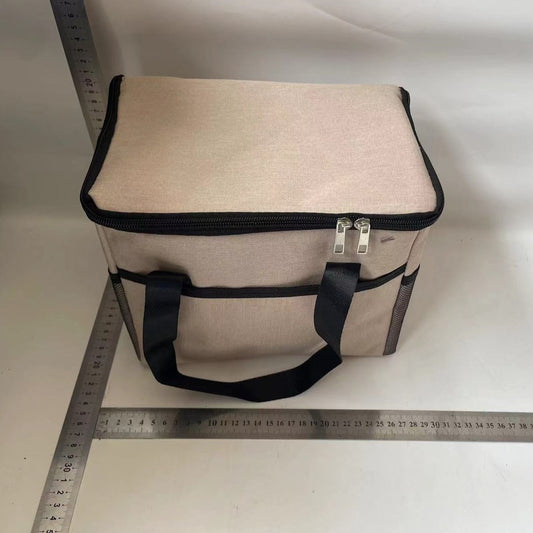 Geanta Termica Flippy pentru Pranz, Compartimente Telefon si Tacamuri, Multifunctionala, Impermeabila, 24x18x21 cm, Crem-1