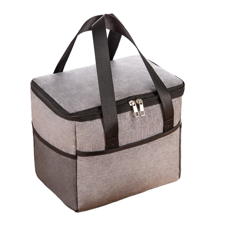 Geanta Termica Flippy pentru Pranz, Compartimente Telefon si Tacamuri, Multifunctionala, Impermeabila, 24x18x21 cm, Gri-0