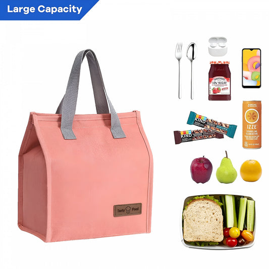 Geanta Termoizolanta Tip Bento Bag Flippy, Camping Cooler, Aluminiu, 22.5x13x25,5 cm, 3.3 L, Roz-1