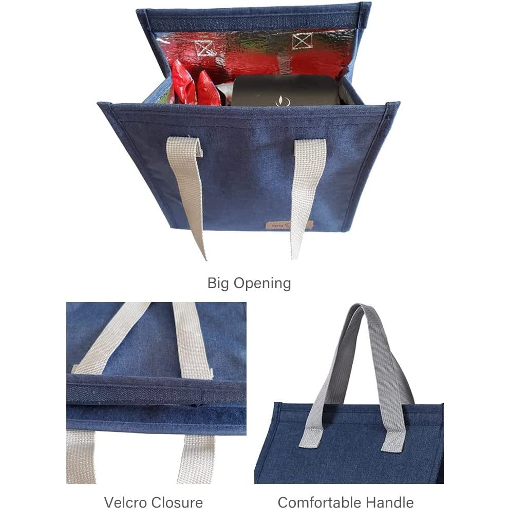 Geanta termoizolanta tip bento bag Flippy, camping cooler bag, Aluminiu, 22.5 x 13 cm, 3.3 L, albastru-1