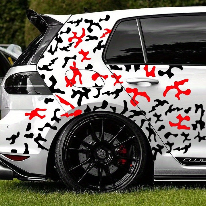 Set 2 stickere autoadezive Tuning in doua culori, model "Paint Stains", dimensiune 97 x 47 cm, culoare Negru + Rosu-1