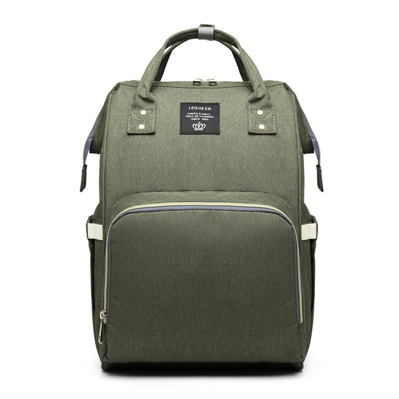 Rucsac Multifunctional pentru Mamici, Flippy, din Panza Oxford, Compartimentare Multipla, Impermeabil, 43 x 18 x 26 cm, Verde Army-0