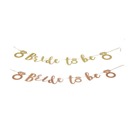 Banner Bride To Be, Flippy, Dimensiune 16x13 cm, Rola de Ata Inclusa, Tematica Nunta, Decoratiune Party, Auriu-0