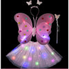 Costum Fluturas cu Aripi Modelabile Luminoase pentru Copii, Flippy, Fusta din Tul cu Lumini, Bagheta si Bentita, 4 piese, Pentru Halloween, Cosplay, Craciun, Carnaval, Paste, Ziua Copilului, Bumbac/Poliester, Marime universala, Roz-0
