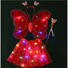 Costum Fluturas cu Aripi Modelabile Luminoase pentru Copii, Flippy, Fusta din Tul cu Lumini, Bagheta si Bentita, 4 piese, Pentru Halloween, Cosplay, Craciun, Carnaval, Paste, Ziua Copilului, Bumbac/Poliester, Marime universala, Rosu-0
