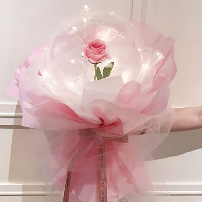 Trandafir in Balon LED cu Lumini, Flippy, Tip Buchet, Diametru 35 cm, Roz-5