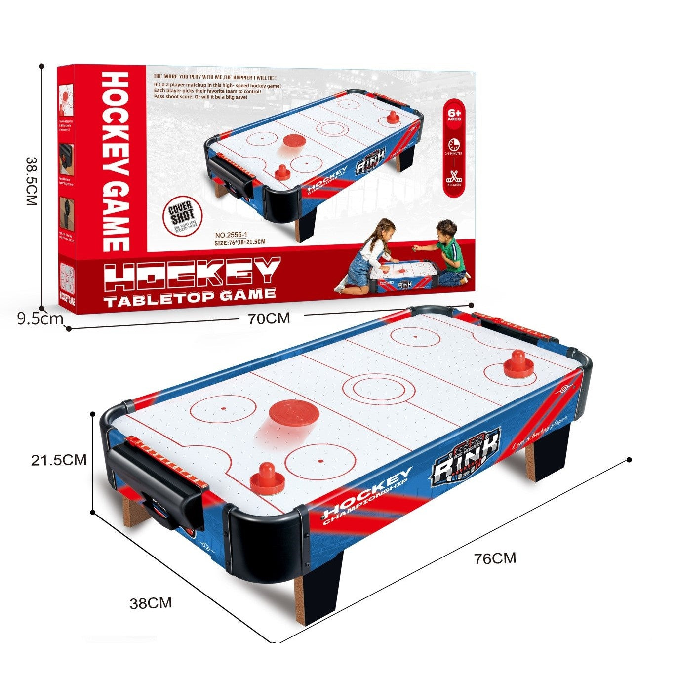 Masa Air Hockey Graffiti cu Picioare Scurte, Flippy, PVC, 2 Pucuri, Tabela Scor, 2 Impingatoare, 76x38x21.5 cm, Albastru-1