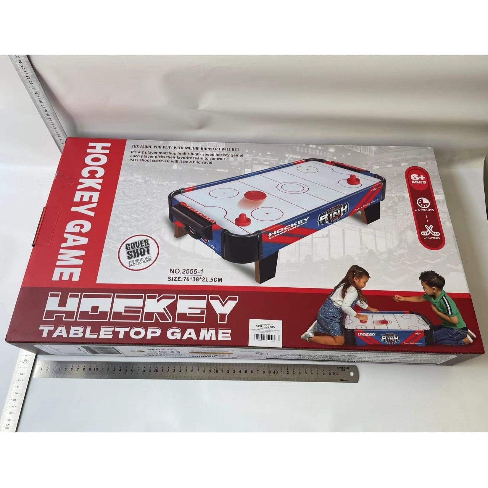 Masa Air Hockey Graffiti cu Picioare Scurte, Flippy, PVC, 2 Pucuri, Tabela Scor, 2 Impingatoare, 76x38x21.5 cm, Albastru-2