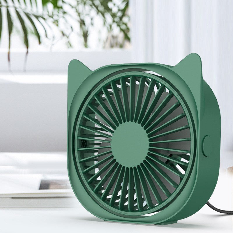 Mini ventilator pentru birou cu usb, Flippy, rotire 360 grade, 3 viteze, 13.5 x 12,8 cm, Verde-1