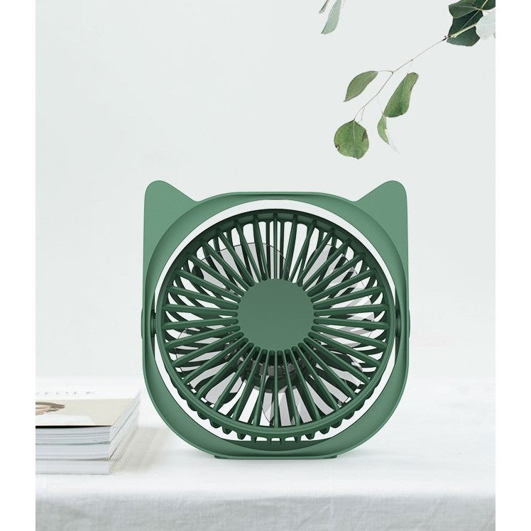 Mini ventilator pentru birou cu usb, Flippy, rotire 360 grade, 3 viteze, 13.5 x 12,8 cm, Verde-2