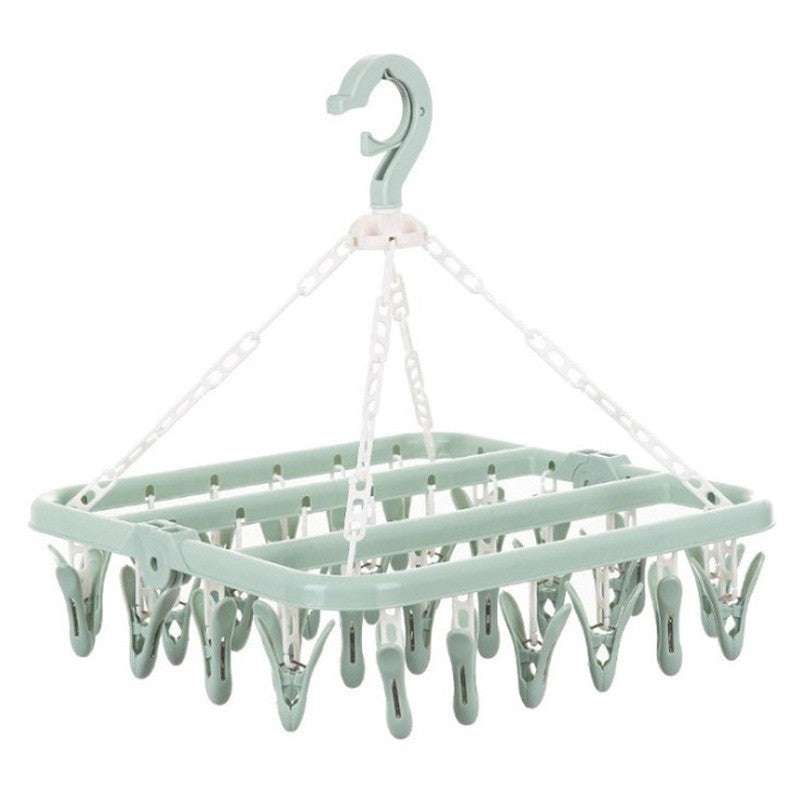 Uscator de rufe Flippy, 32 de cleme, Plastic, Pliabil, rotire 360 grade, 32x32 cm, Verde-3
