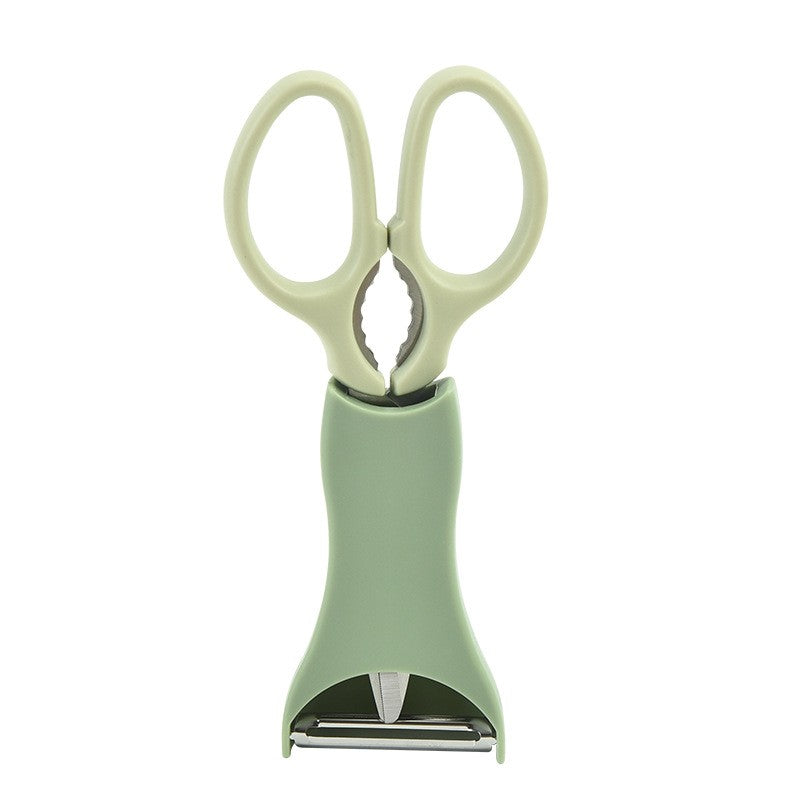 Set foarfeca pentru bucatarie Flippy, curatator legume tip suport, multifunctional, spargator nuci, material ABS si otel inoxidabil, maner ergonomic, 16.8 x 7.8 x 1 cm, verde-0