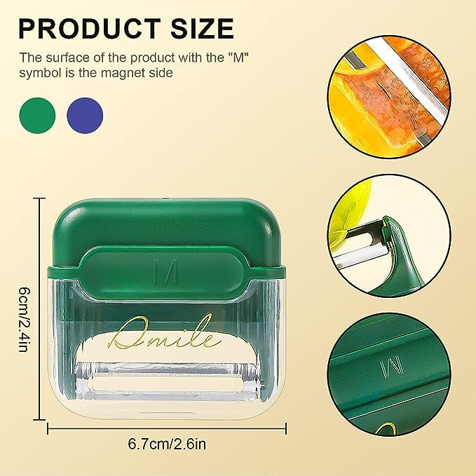 Decojitor/Curatator manual de legume si fructe, Flippy, portabil, cu magnet, doua lame, Inox, Verde, 6.7x6x1.6 cm-3
