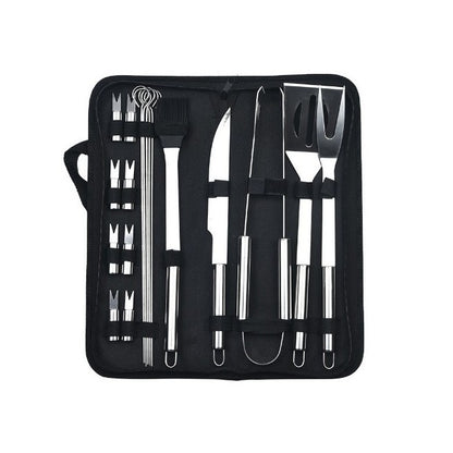 Set 18 Ustensile pentru Gratar, Flippy, din Otel Inoxidabil, Geanta Oxford, Argintiu-0