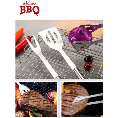 Set 3 Ustensile pentru Gratar, Flippy, din Otel Inoxidabil, Geanta Oxford, Argintiu-2