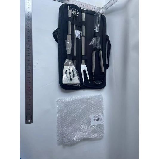 Set 7 Ustensile pentru Gratar, Flippy, din Otel Inoxidabil, Geanta Oxford, Argintiu-1