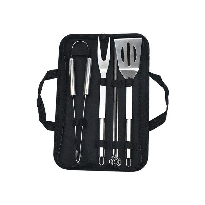 Set 7 Ustensile pentru Gratar, Flippy, din Otel Inoxidabil, Geanta Oxford, Argintiu-0