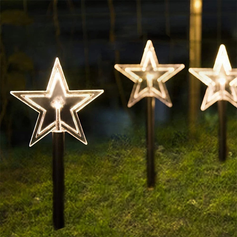 Set 5 Lampi solare LED de exterior Model Stea, pentru gradina, Flippy, 35.5 cm, Alb Cald-7