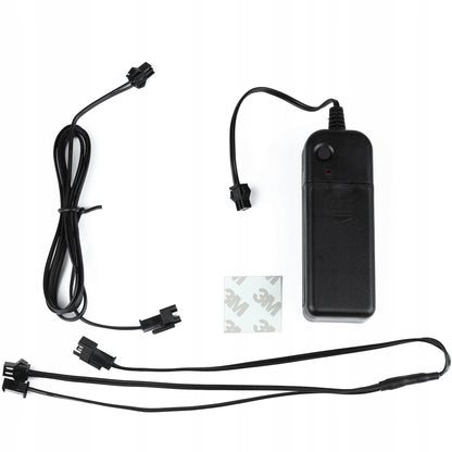 Set 2 benzi LED pentru iluminare casca moto, culoare alba, telecomanda cu fir, alimentare baterii-3