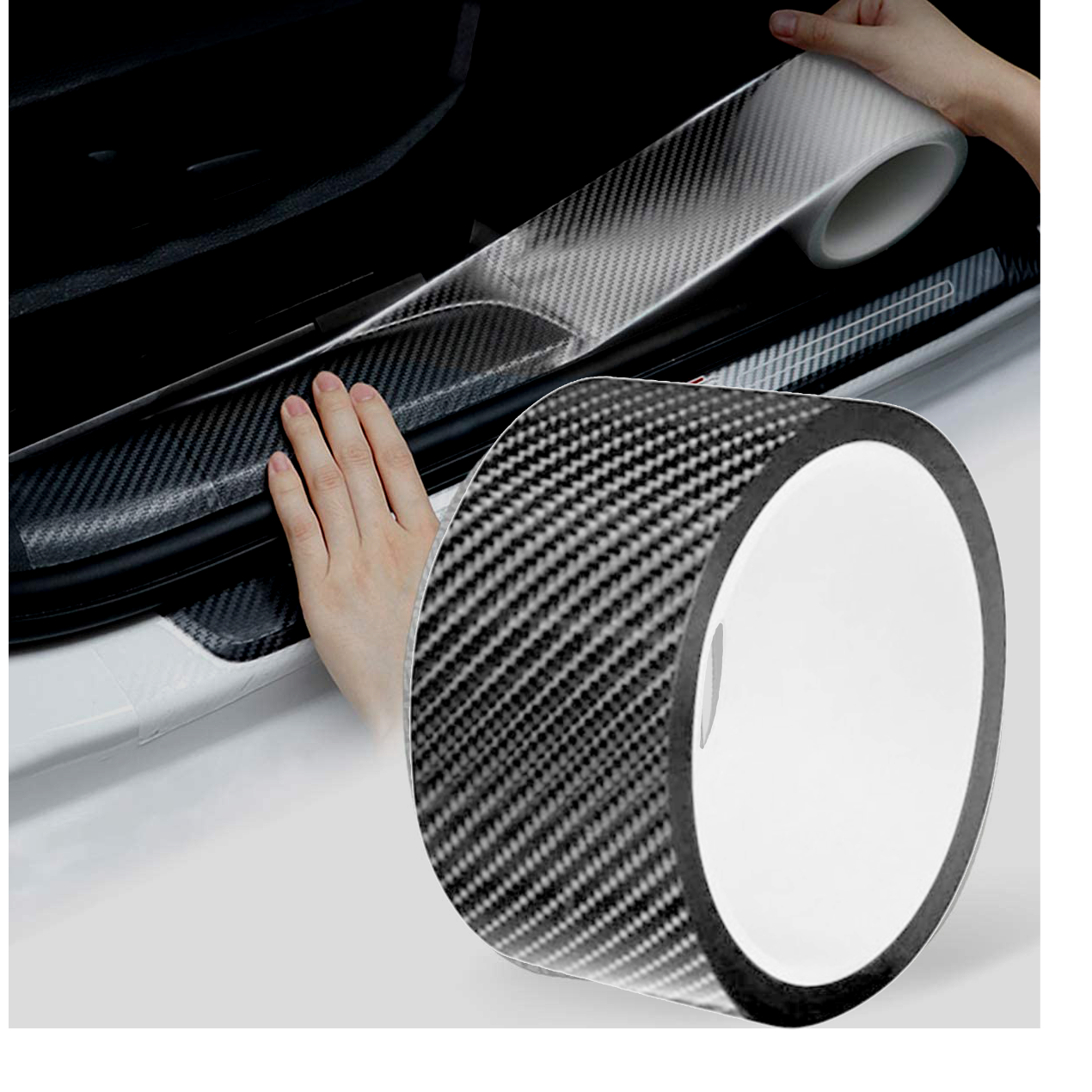 Rola ornament bandouri sau praguri autoadeziv din autocolant Carbon 5D, dimensiune 148 x 4 cm, culoare Gri Antracit-1