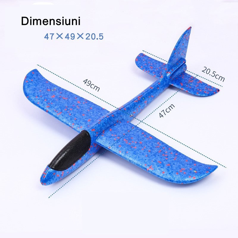 Avion planor din polistiren in punga , lungime 47 cm , Albastru , Flippy-2