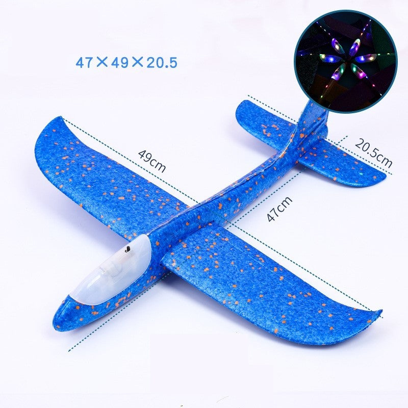 Avion planor din polistiren in punga , lungime 47 cm , cu lumini pe cap, Albastru , Flippy-4