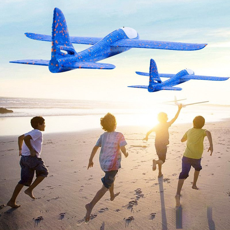 Avion planor din polistiren in punga , lungime 47 cm , cu lumini pe cap, Albastru , Flippy-5